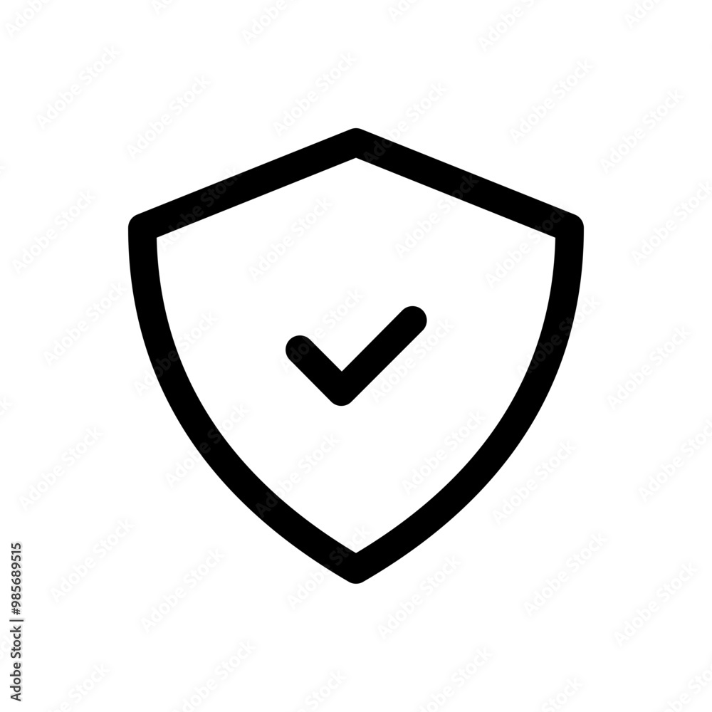 A shield icon with a checkmark in the center, Symbol of security or protection. Color editable A shield icon with a checkmark in the center, Symbol of security or protection. Color editable