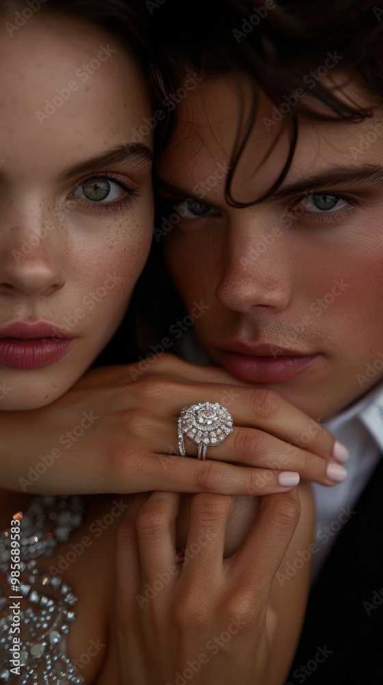 Naklejka premium Couple Close Up Diamond Ring.