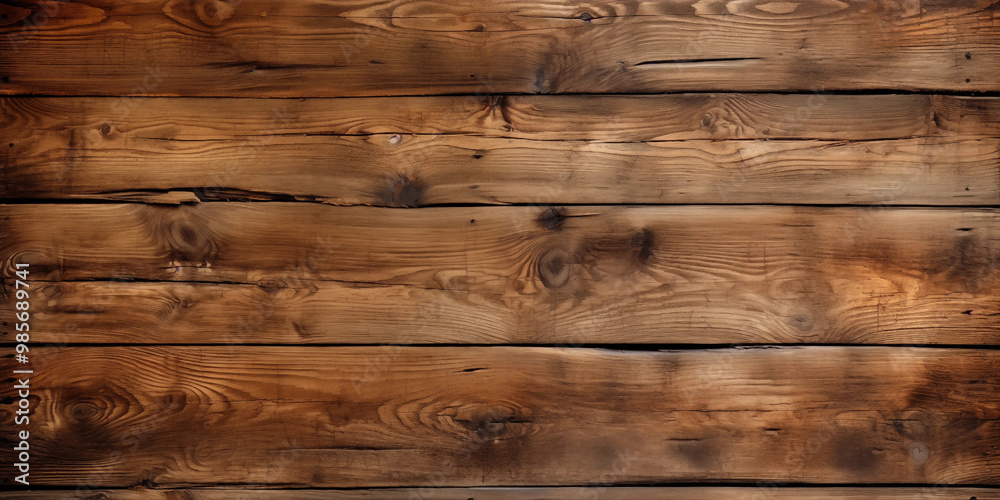 Naklejka premium Rustic Brown Wooden Plank Texture Background