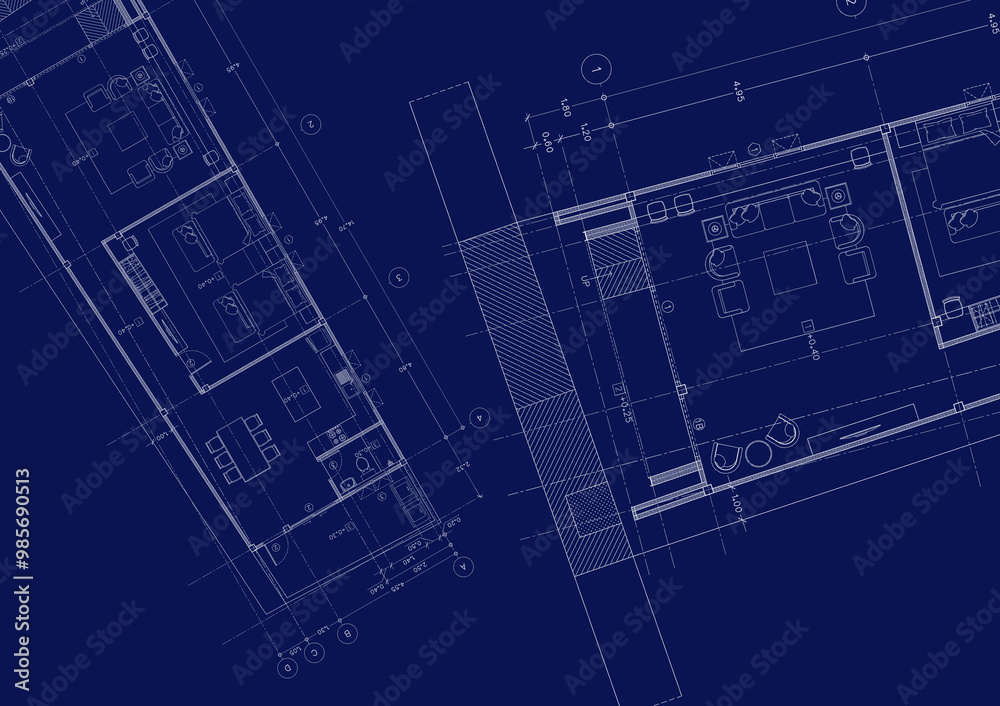 Floor plan designed building on the drawing. Floor plan designed building on the drawing.