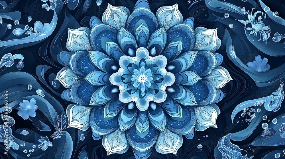 Abstract Blue Flower Mandala Design Abstract Blue Flower Mandala Design