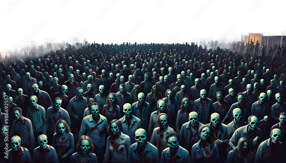 night zombie walking concept style crowd art illustration painting digital halloween illustration painting art artistic imagination artwork acrylic watercolor oil painting undead halloween creepy