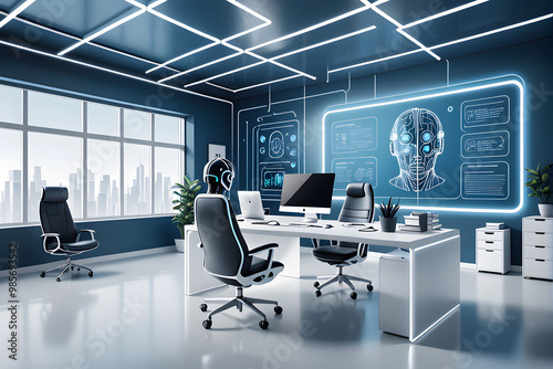 Modern future office interior photo