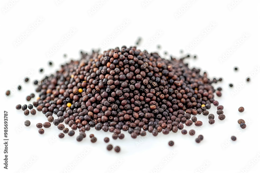 A fresh Black mustard seed and Black mustard seed Power isolated on white A fresh Black mustard seed and Black mustard seed Power isolated on white