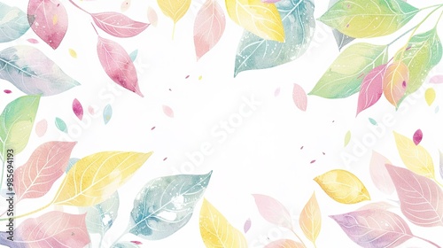 nature background foliage with watercolor style