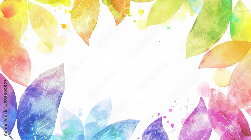 Fototapeta premium nature background foliage with watercolor style