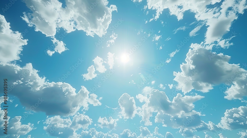 Sunny Background Blue Sky with Sun and Lens Flare 8K Realistic Sunny Background Blue Sky with Sun and Lens Flare 8K Realistic
