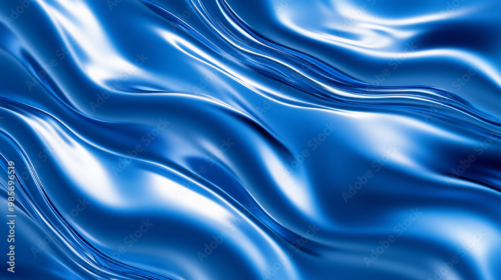 Obraz premium The image is a blue and gold swirl that appears to be a painting. The colors are vibrant and the lines are wavy, giving the impression of movement and energy. Scene is dynamic and lively
