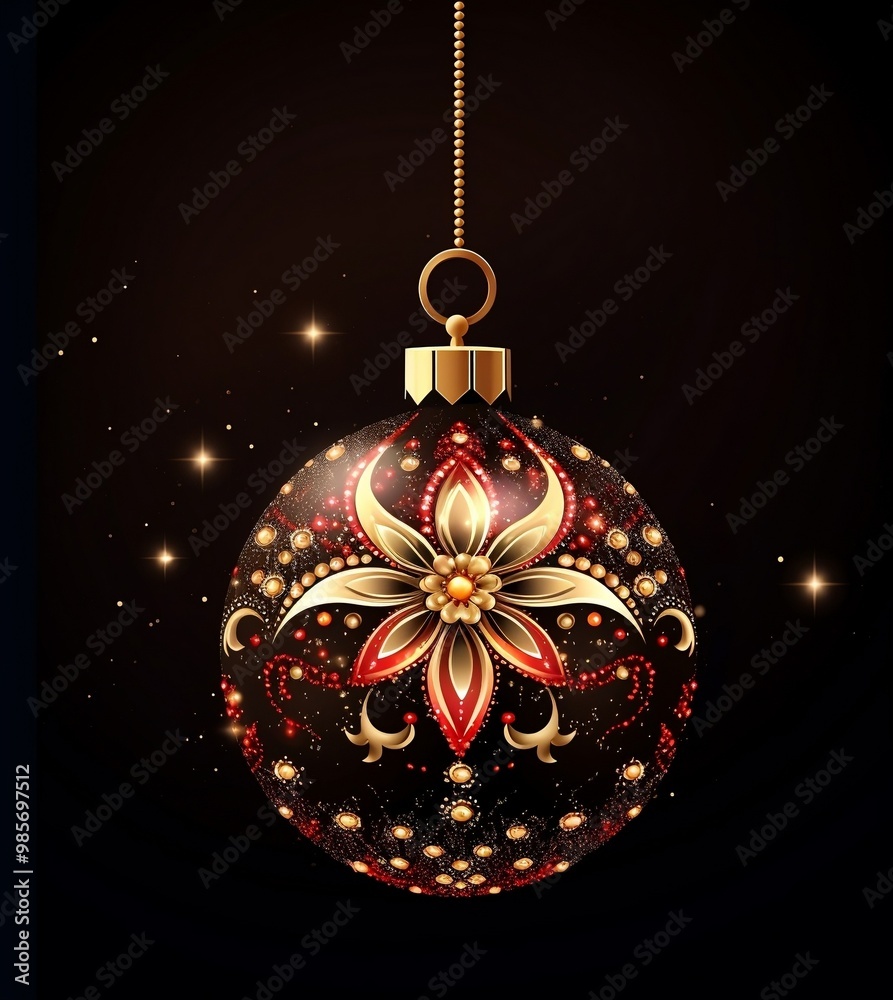 red christmas ball on black background red christmas ball on black background