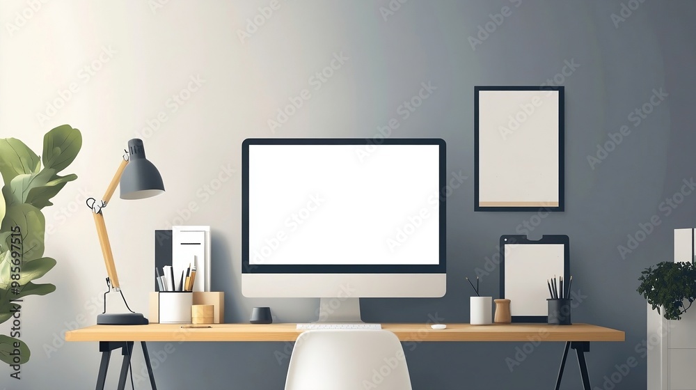 Desktop computer on elegant table