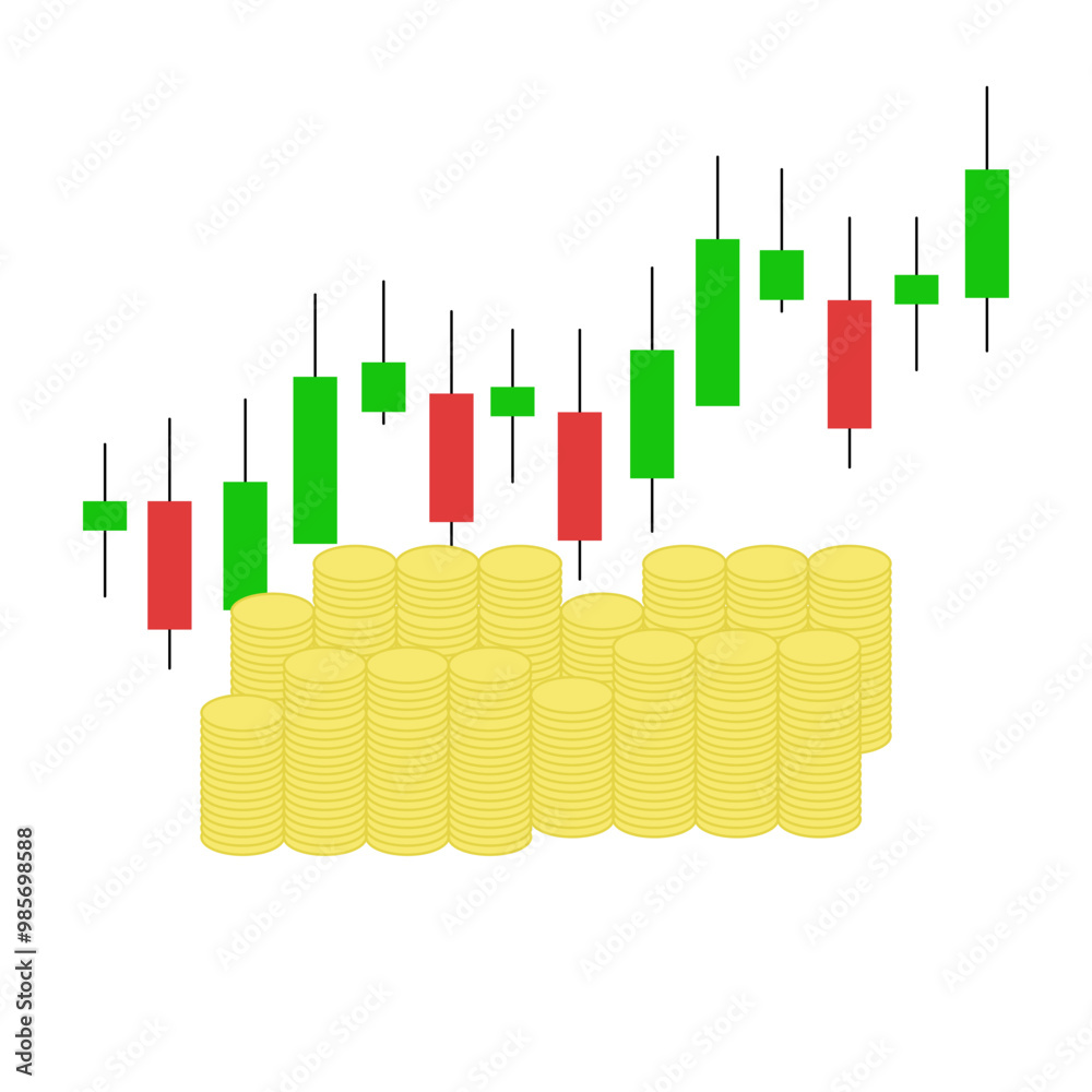 coins and bullish stock chart background coins and bullish stock chart background
