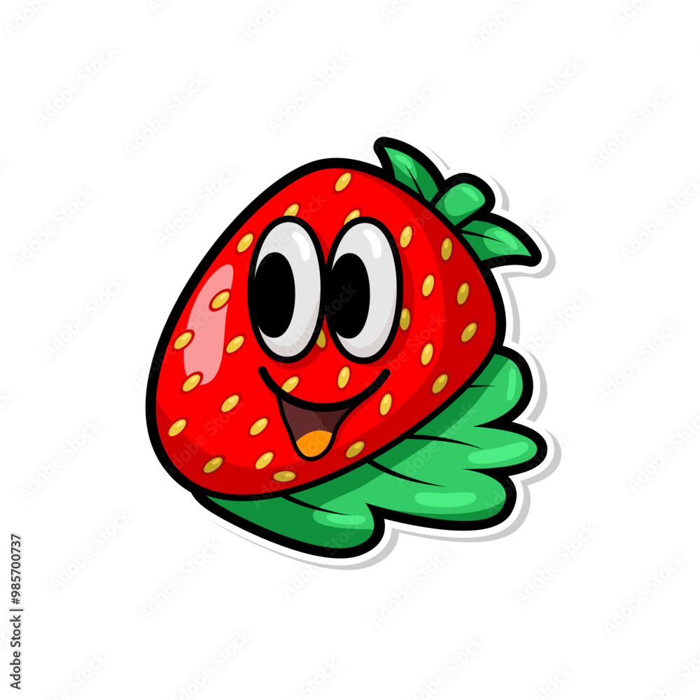 Obraz premium Funny doodle fruit cartoon with cute expression