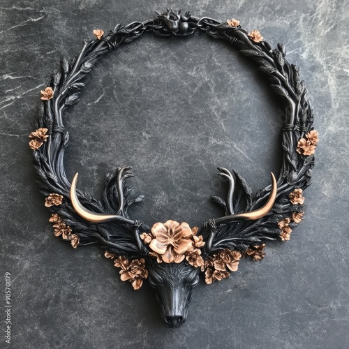 Black & Gold Deer Antler Neckl photo