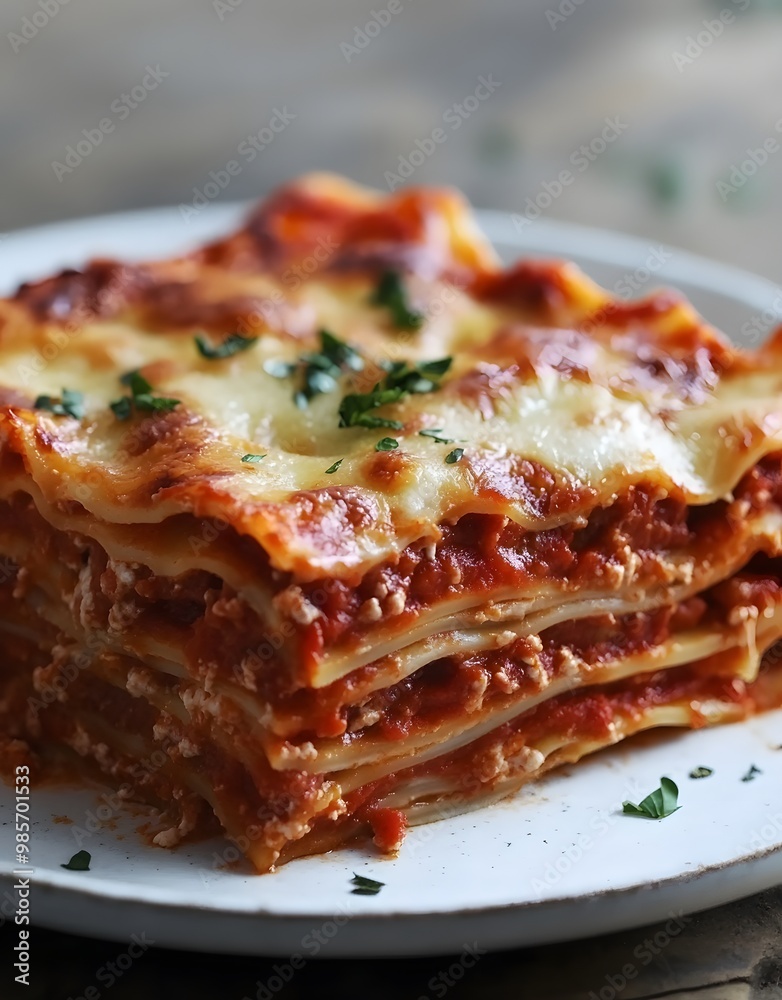 Lasagna with meat sauce and cheese Lasagna with meat sauce and cheese