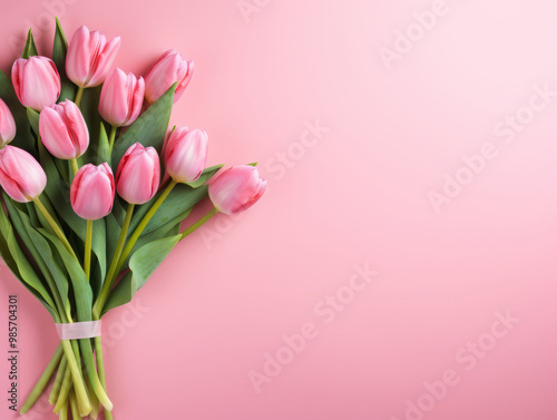 Gorgious Floral mothers day concept with gift box and roses