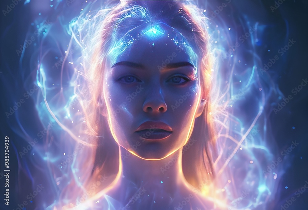 glowing aura a womans face with a glowing aura effect creating a glowing aura a womans face with a glowing aura effect creating a