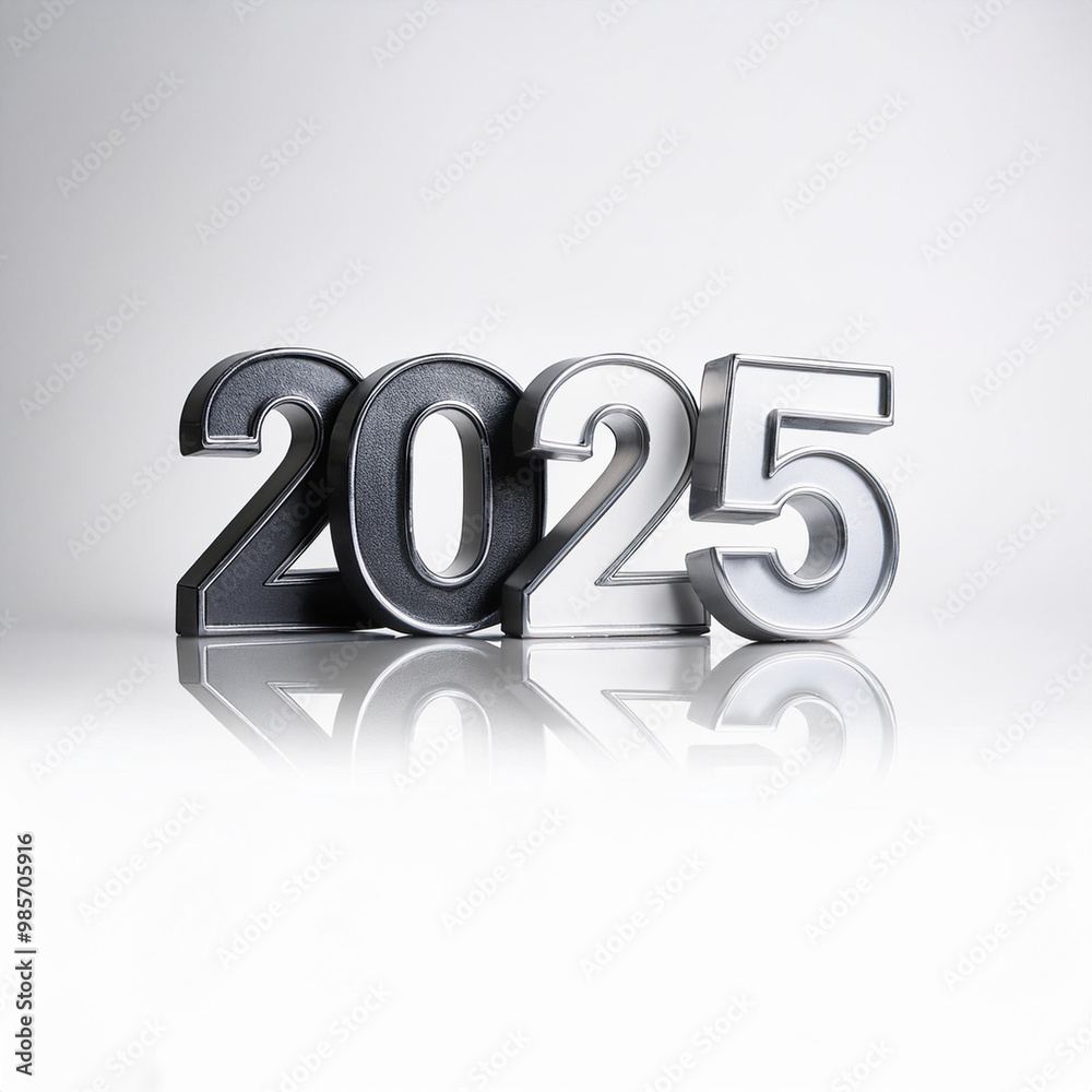 2025 Happy New year 3D Text Design with White Background AI Image 2025 Happy New year 3D Text Design with White Background AI Image