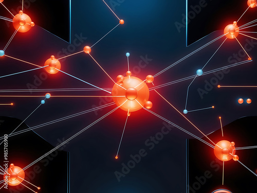 Abstract Technology Network with Glowing Nodes and Lines