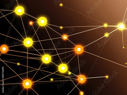 Abstract Technology Network with Glowing Nodes and Lines