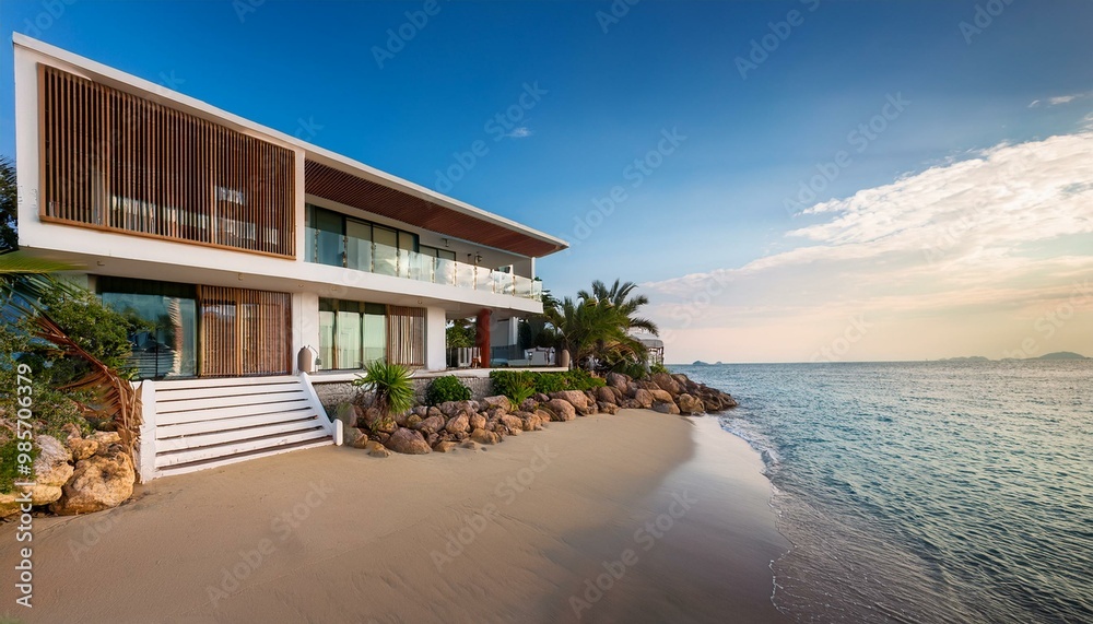 Fototapeta premium Luxury modern Beach House by the shore