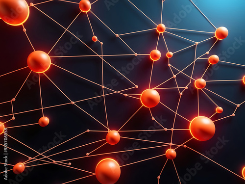 Abstract Technology Network with Glowing Nodes and Lines