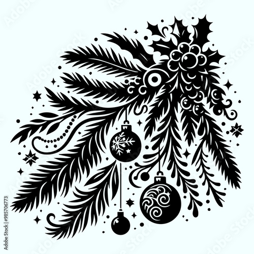 Christmas Tinsel Silhouette Vector Illustration