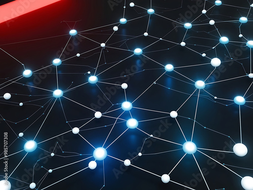 Abstract Technology Network with Glowing Nodes and Lines