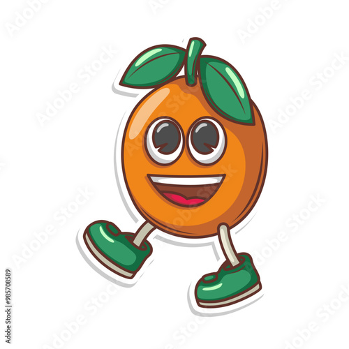 Funny doodle fruit cartoon with cute expression