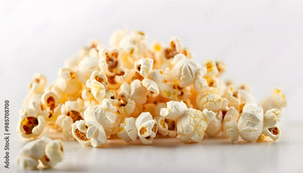 Tasty fresh popcorn on white background, closeup Tasty fresh popcorn on white background, closeup