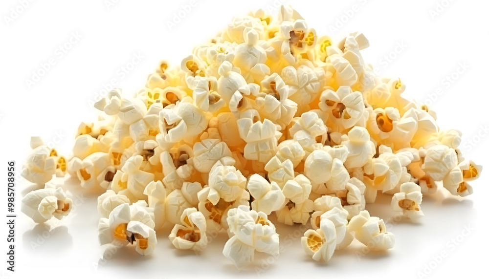 Tasty fresh popcorn on white background, closeup Tasty fresh popcorn on white background, closeup
