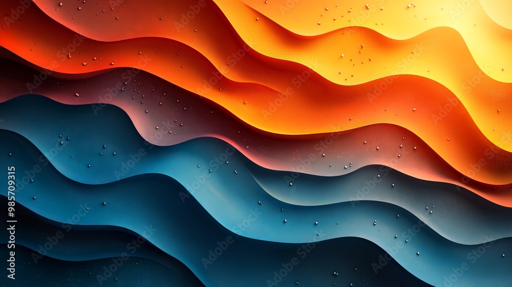 Abstract Waves with Vibrant Orange and Blue Tones Abstract Waves with Vibrant Orange and Blue Tones
