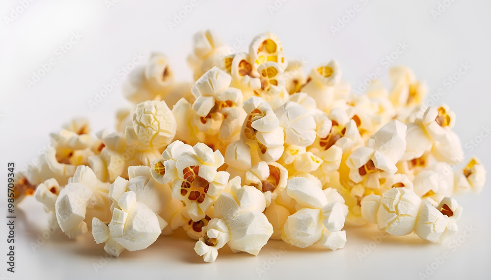 Tasty fresh popcorn on white background, closeup Tasty fresh popcorn on white background, closeup