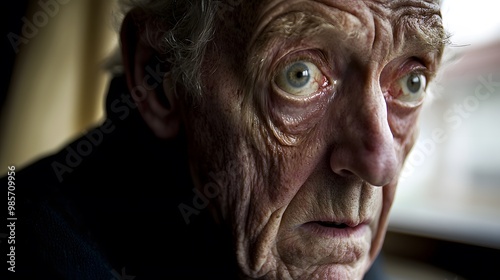 Face Drooping: An older person’s face showing asymmetry, with one side drooping slightly. This highlights a common stroke symptom. 