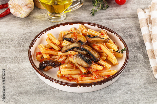 Italian cuisine - casafecce with mushrooms photo