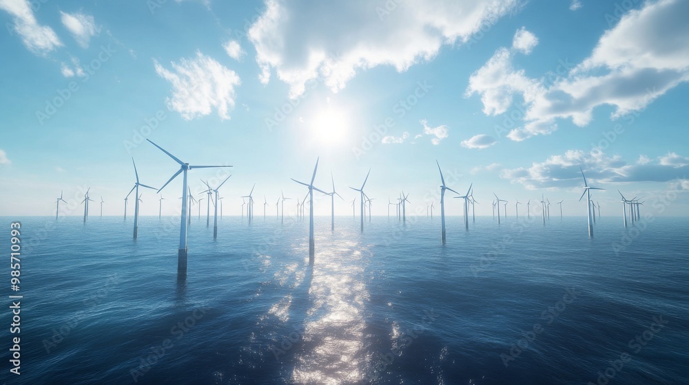 Alternative and clean energy: windmills on the horizon at dawn, with a view from a distance. Alternative and clean energy: windmills on the horizon at dawn, with a view from a distance.