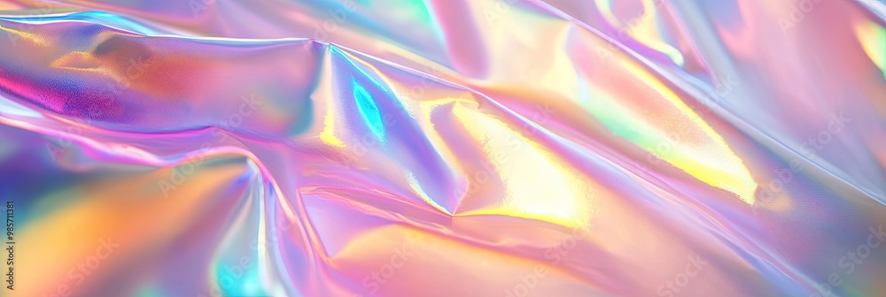 Holographic paper texture with rainbow reflections and abstract light play