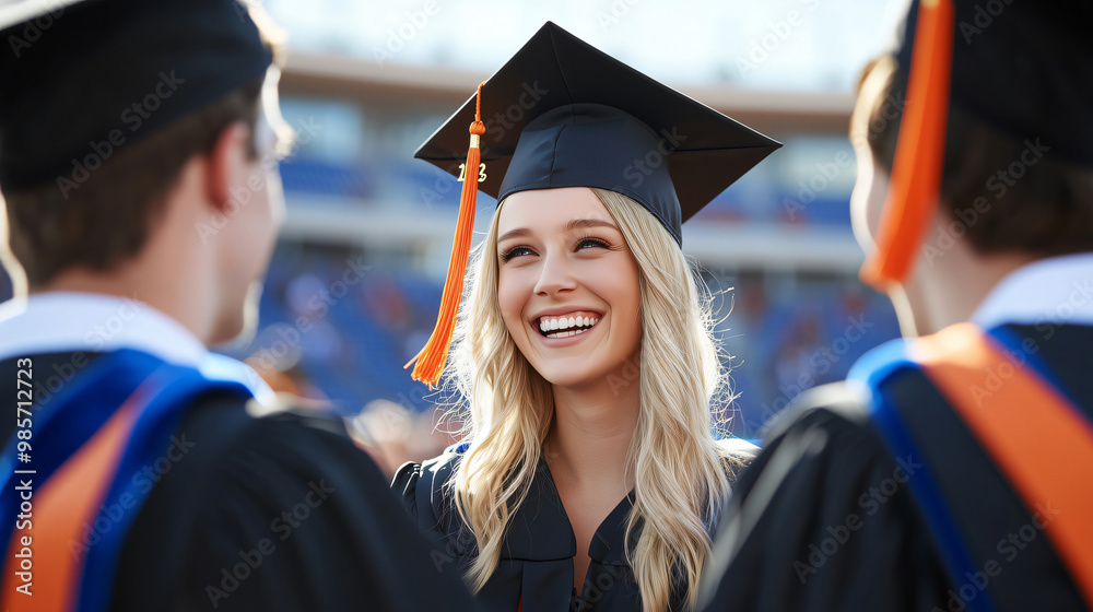 Fototapeta premium Happy student celebrating graduation with friends