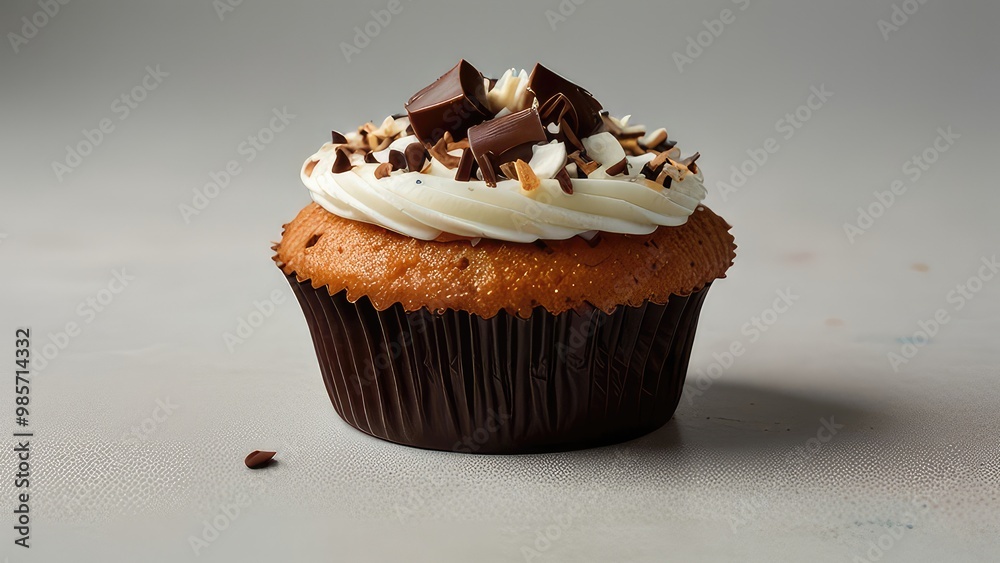 One big Almond Joy Cupcake on isolated white background, Jpeg One big Almond Joy Cupcake on isolated white background, Jpeg