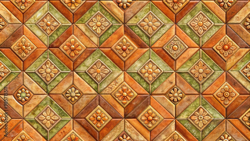 Wallpaper Mural Textured clay tile patterns in earthy tones for home decor and interior design Torontodigital.ca