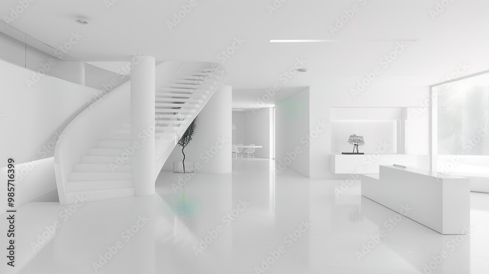 Fototapeta premium modern home, clean minimalist interior with empty frames on the wall, mockup