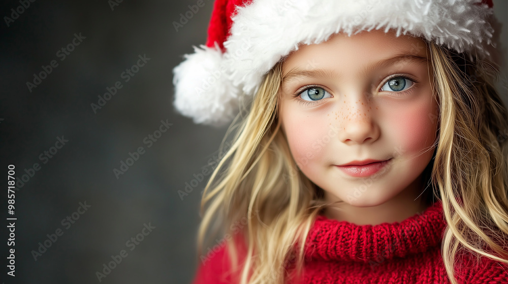 child with santa hat christmas background