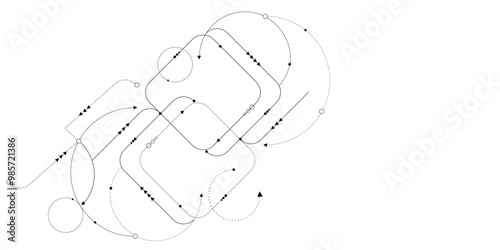 Abstract geometric dots and lines connection circuit concept. Global communication technology background design.