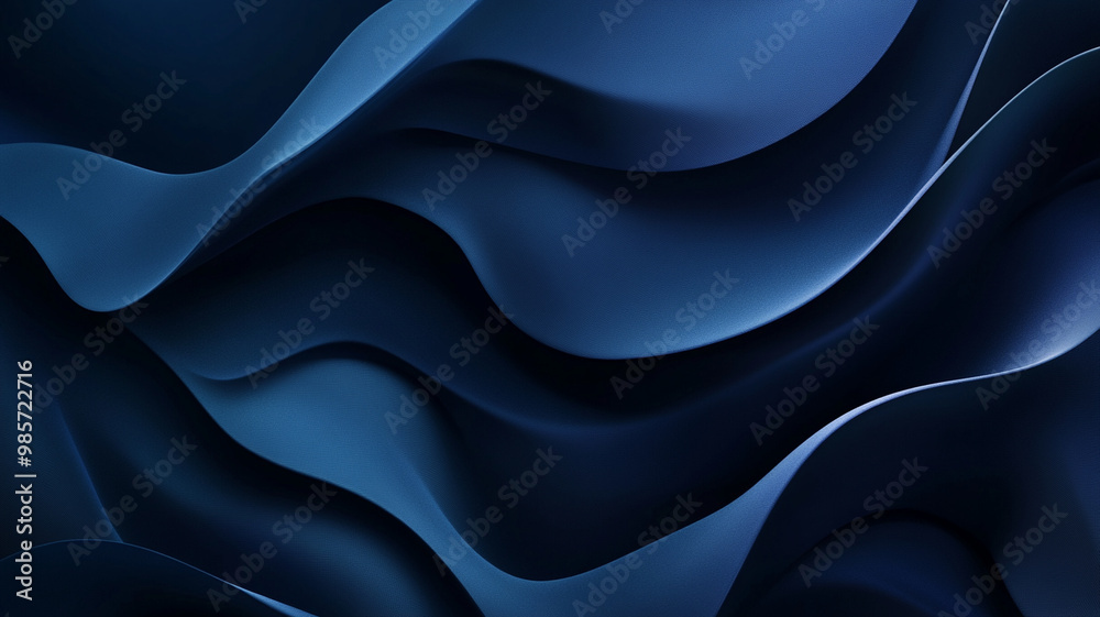 Fototapeta premium abstract background image featuring deep blue waves and curves that evoke sense of calm and tranquility. Perfect for design projects or digital art