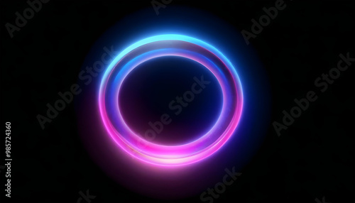 glowing electric green hologram circles light background