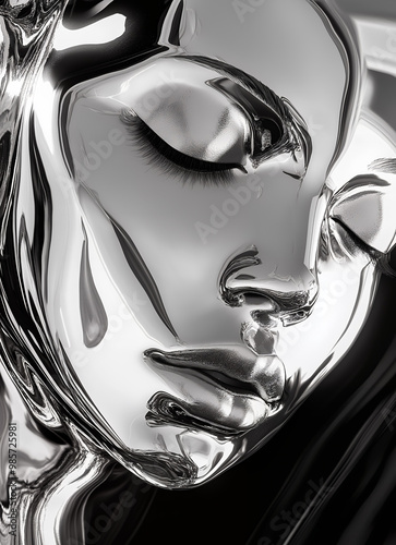 a face that has metalic shiny