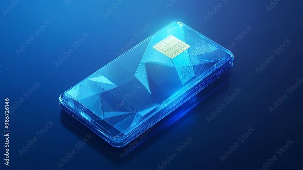 Abstract smartphone with artificial intelligence system on screen and command bar on dark blue background. Low poly wireframe style technology background. hyper realistic Abstract smartphone with artificial intelligence system on screen and command bar on dark blue background. Low poly wireframe style technology background. hyper realistic