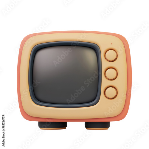 Television, 3D icon clay style front view isolate on transparency background