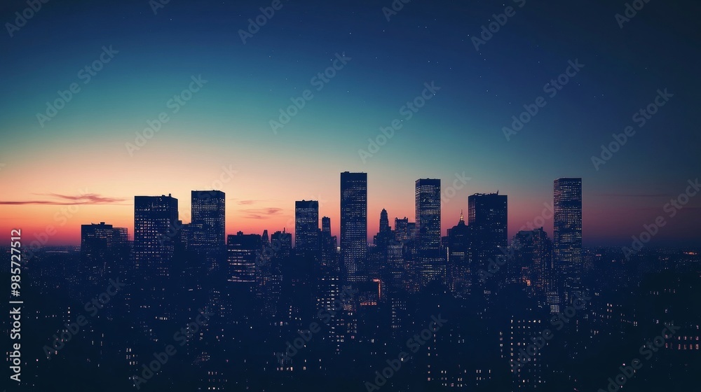 Fototapeta premium Cityscape at Dusk with Stars.