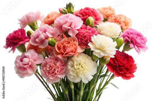 Carnation Bouquet Isolated on White Background