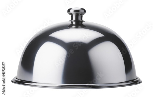 Silver Chafing Dish Cover Isolated on Transparent Background.